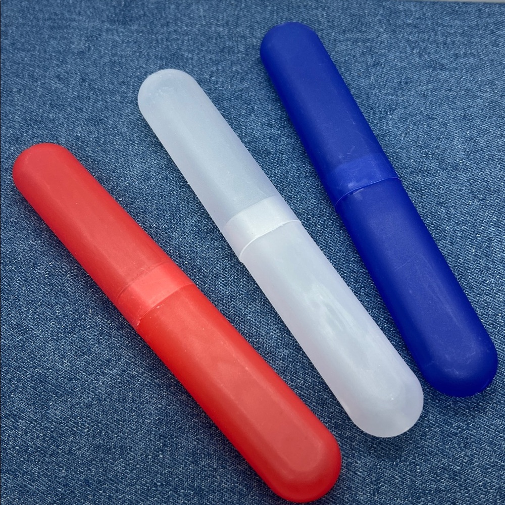 Toothbrush Travel Plastic Case Portable Tube Protector Holder Lot of 3 NWOT